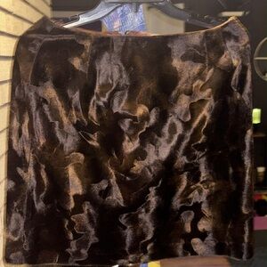 Satin-Look Brown Patterned Women's Skirt